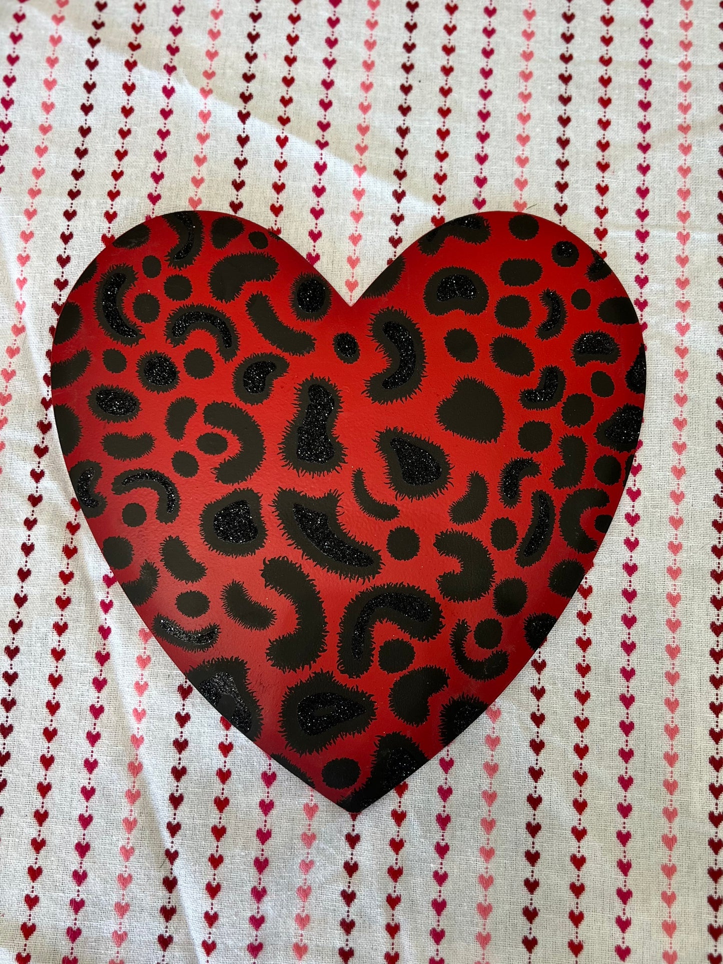 Red Cheetah Heart Garden Charm
