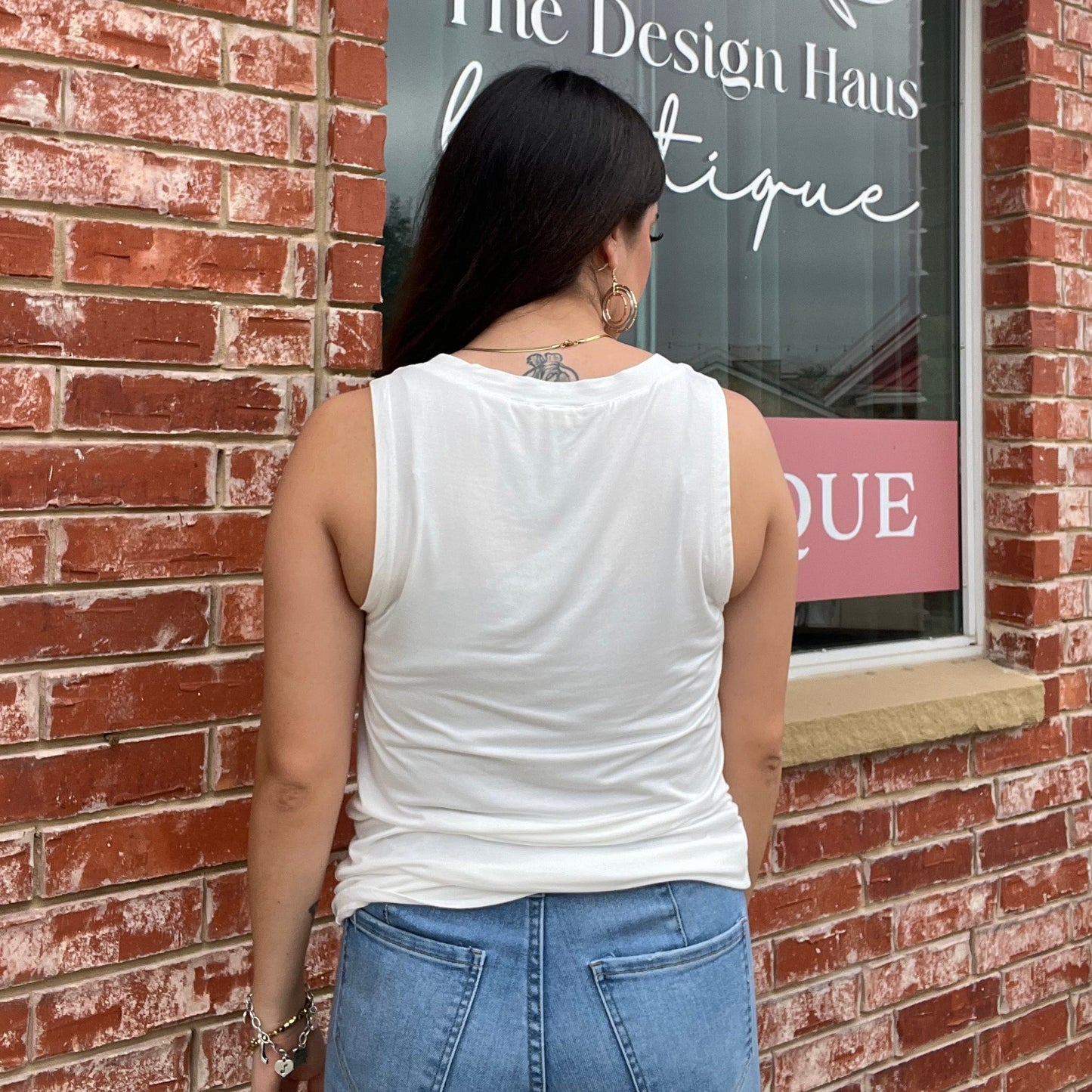 Ivory Sleeveless V-Neck Top