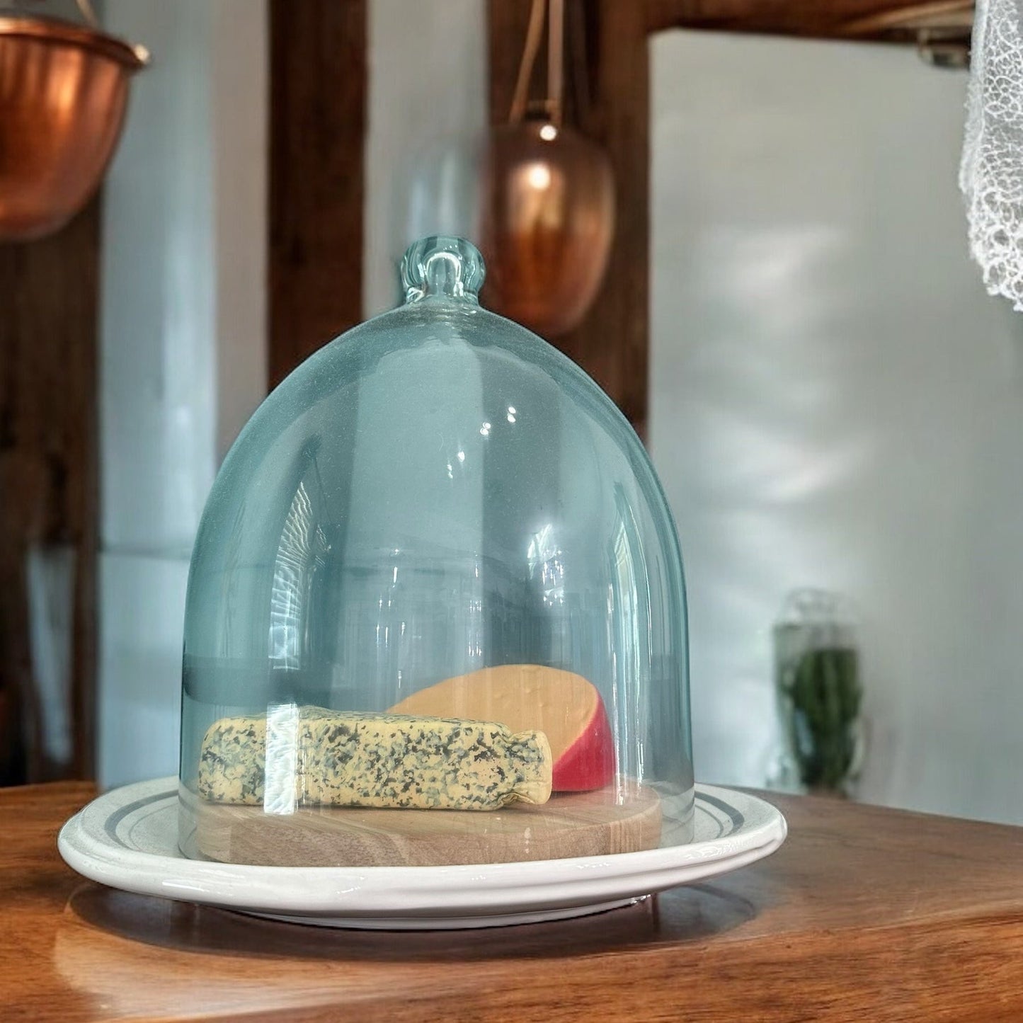 Glass Cloche with “Say Cheese” Plate Home Decor