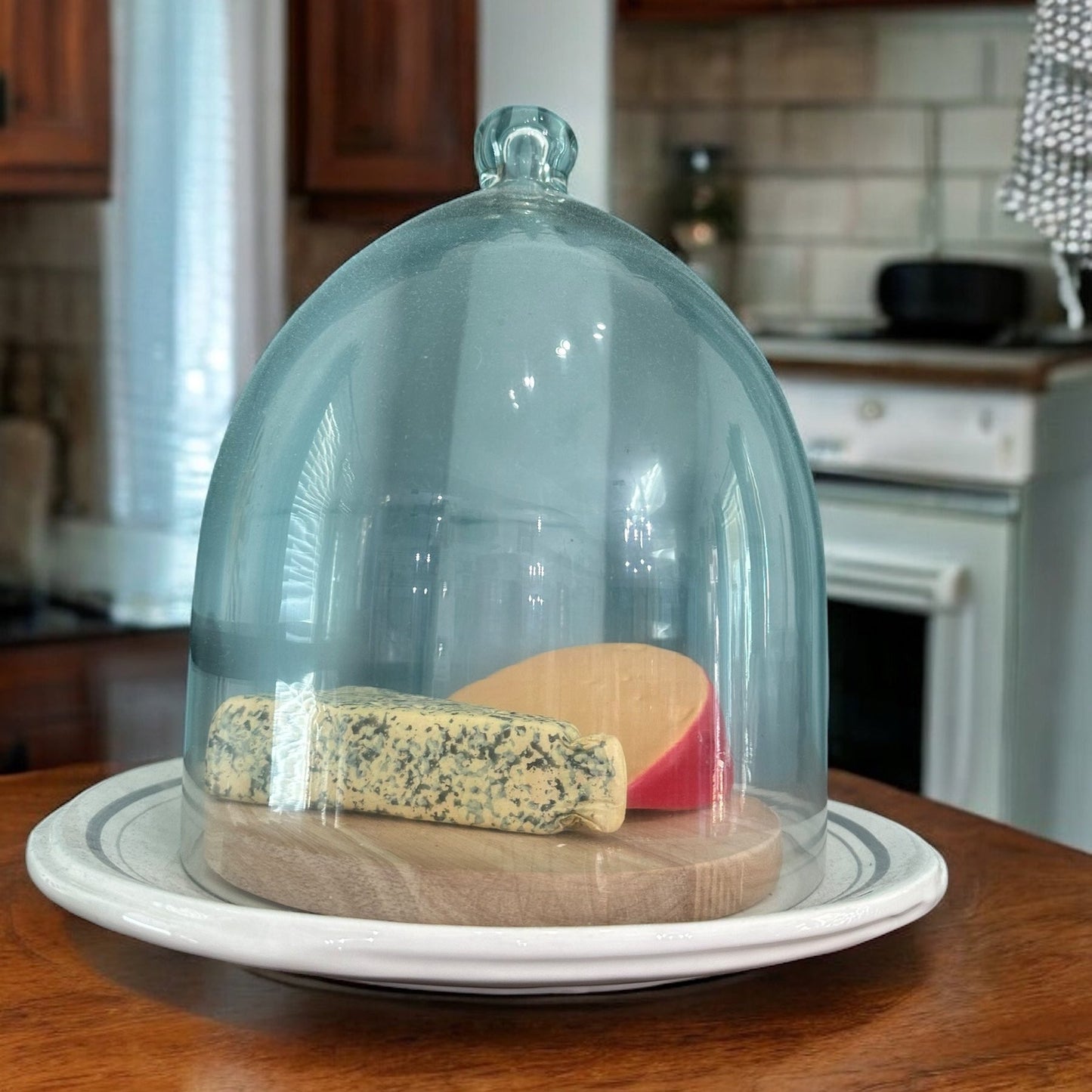 Glass Cloche with “Say Cheese” Plate Home Decor