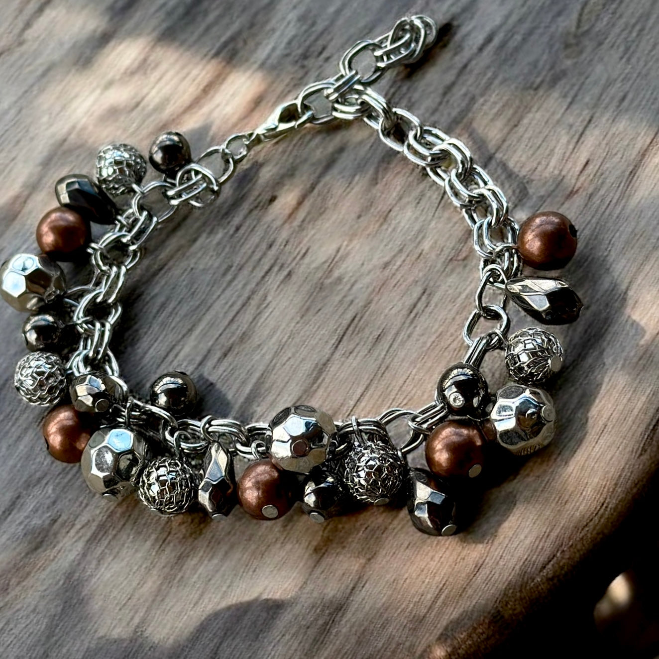 Bronze & Silver Charm Bracelet