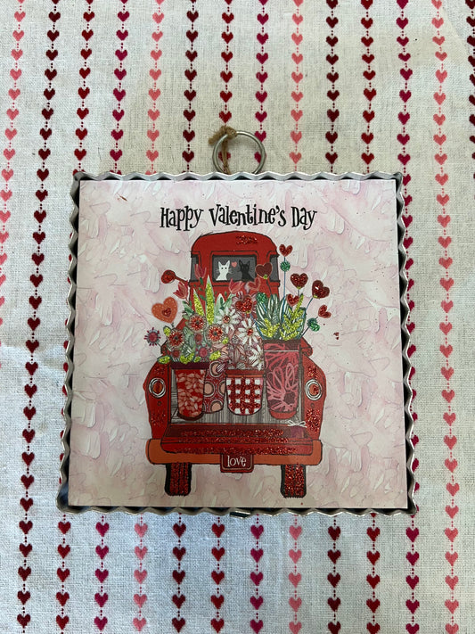 Happy Valentines Red Truck Charm