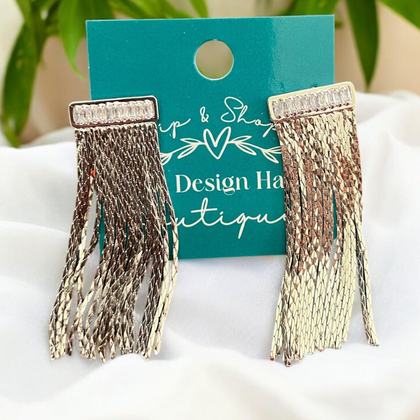 Bejeweled Silver Fringe Earrings