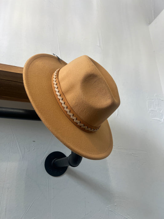 Tan Western Felt Hat with Zig Zag Band