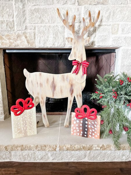 Axis Deer Gift Box Round Top Home Decor