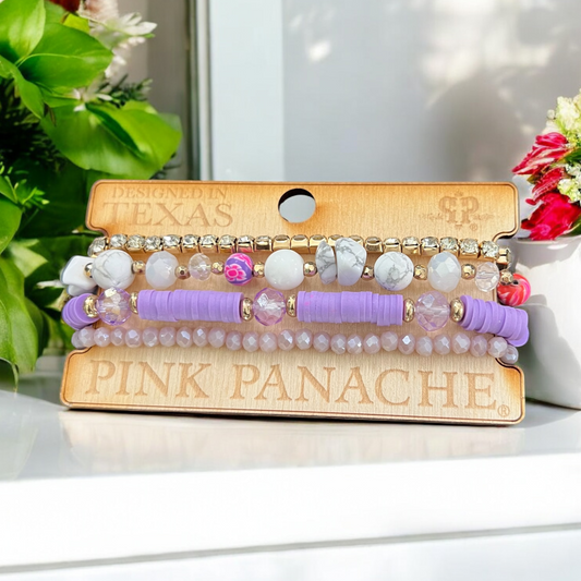 Lavender & Rhinestone Bracelet Set