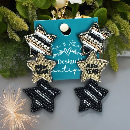 Gold & Black New Years Earrings