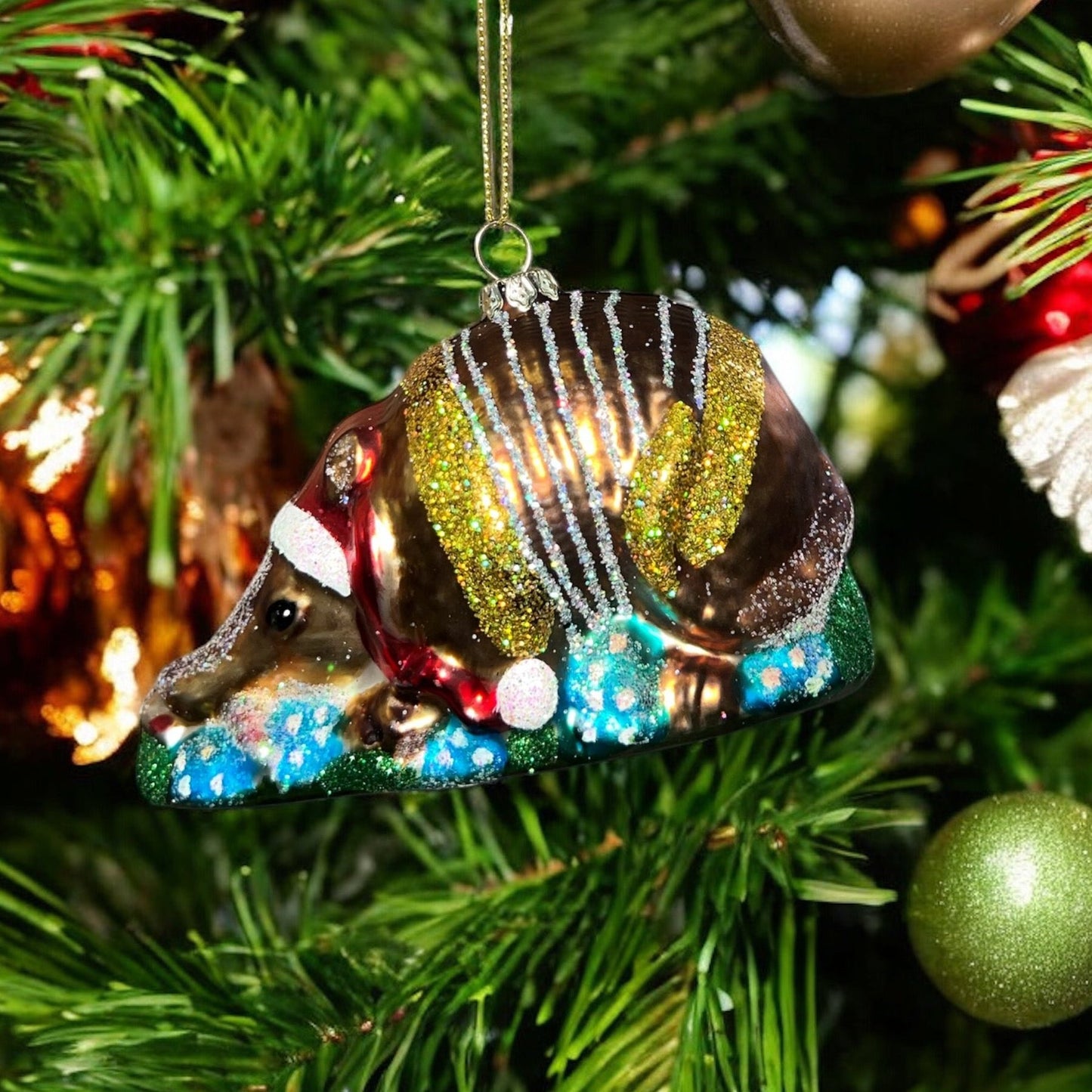 Western Armadillo Glass Ornament