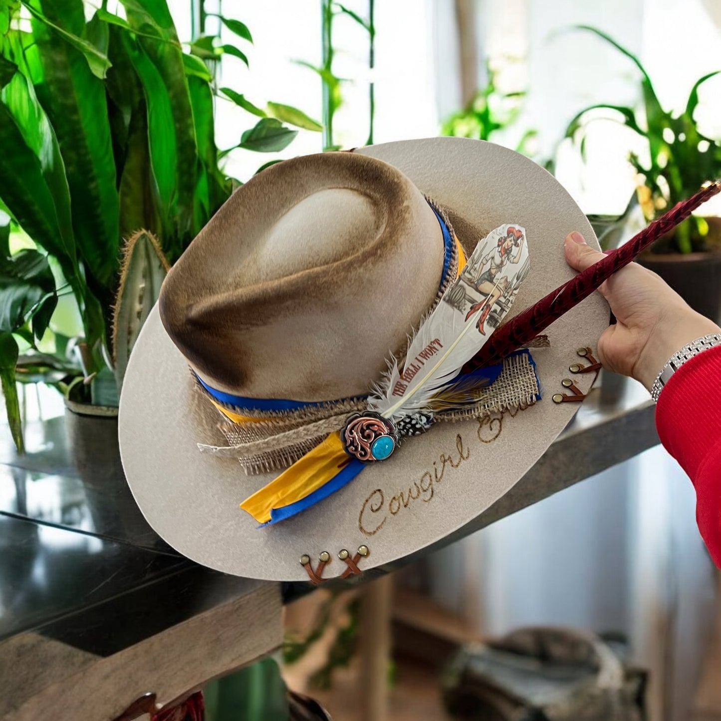 “Cowgirl Era” Blue & Gold Wool Hat