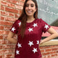 Crimson Sequin Star Top