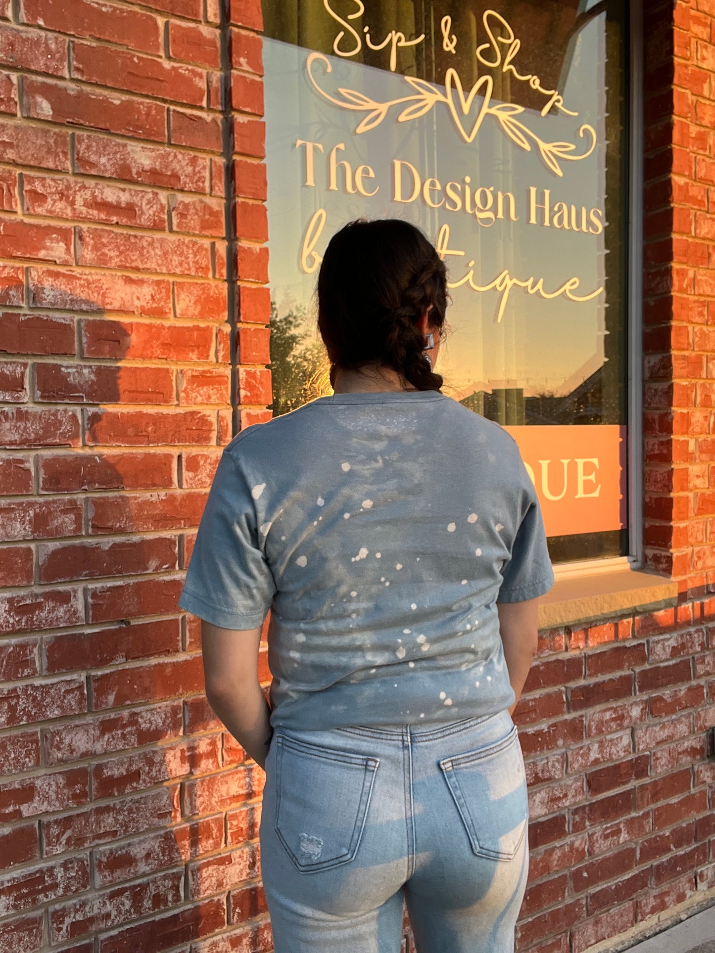 Merry and Bright Blue Bleached Tshirt