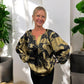 Gold and Black V Neck Long Sleeve Top