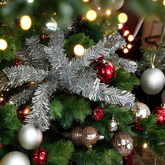 Silver Tinsel Christmas Decor