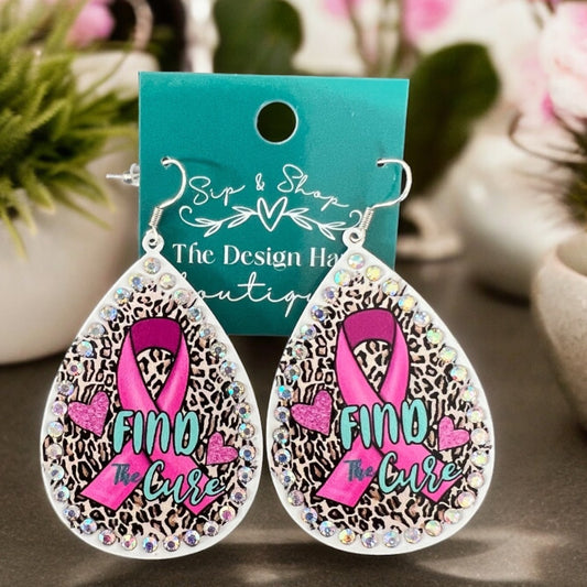 Teardrop Breast Cancer Awareness Earrings