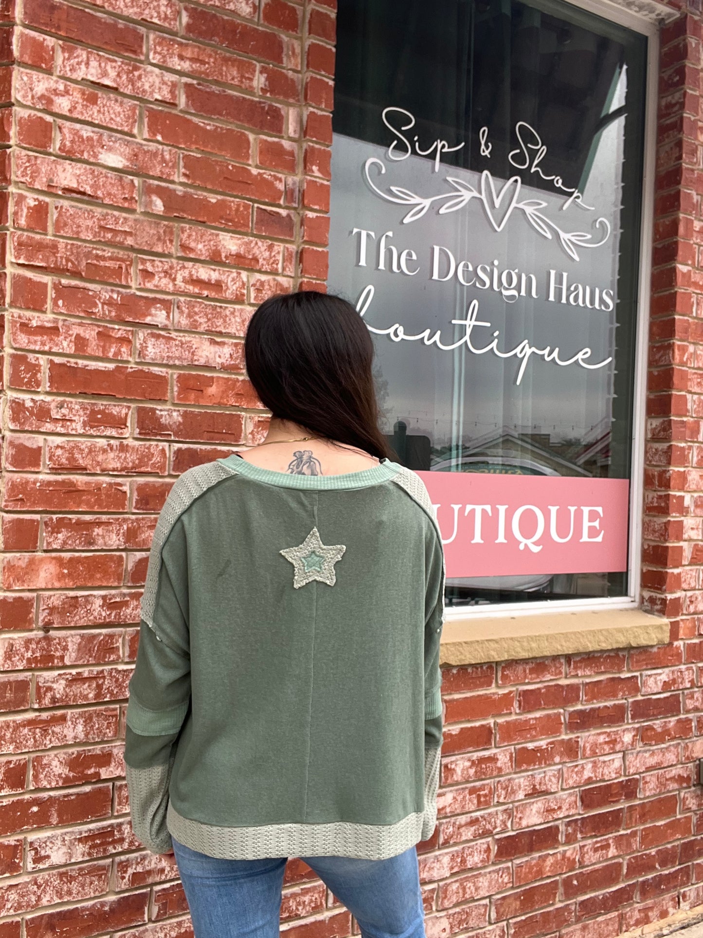 Sage Multicolored Knit Star Long Sleeve