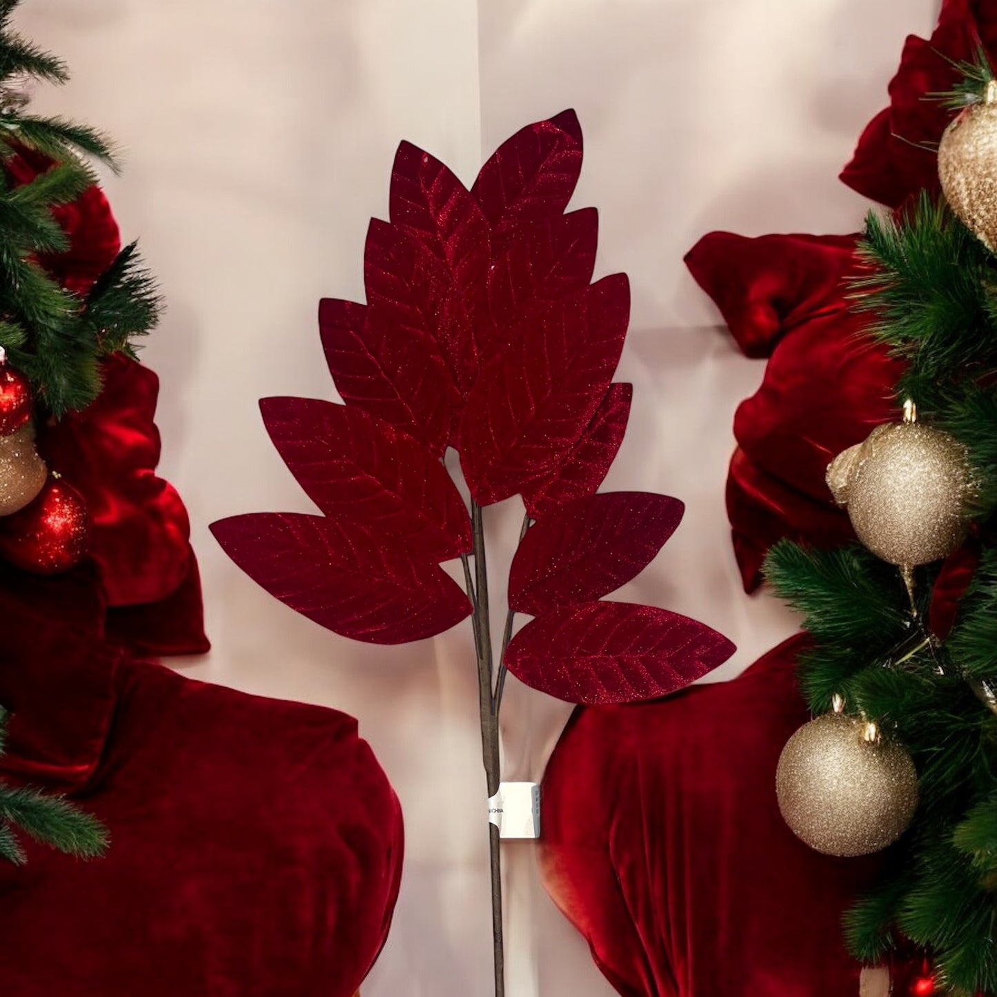 Silk Magnolia Red Velvet Decor Stem