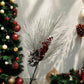 White Flocked Red Berries Christmas Decor Stem