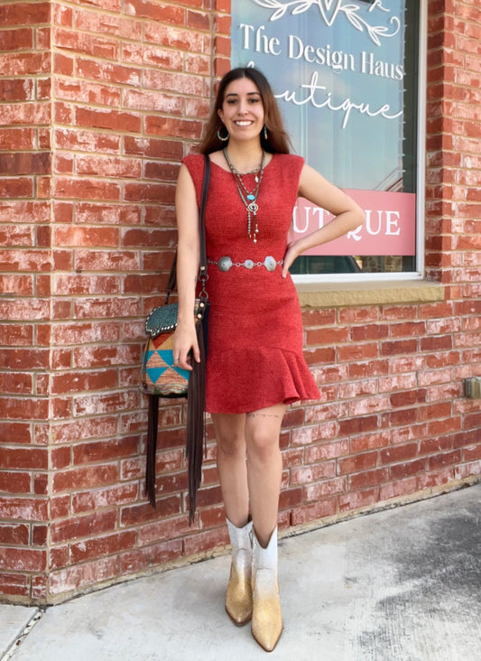 Orange Tweed Dress