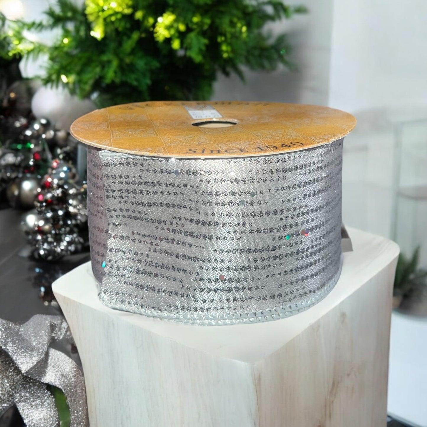 Silver Sheen Glitter Ribbon