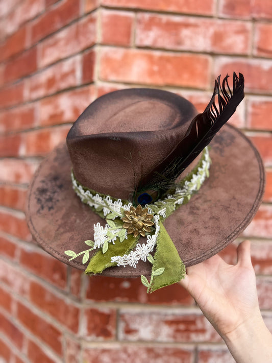 Handcrafted Suede Brown Cowgirl Hat