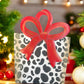 Round top red gift box yard/ door decor with cheetah bow