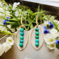 Gold Oval Turquoise Dangle Earrings