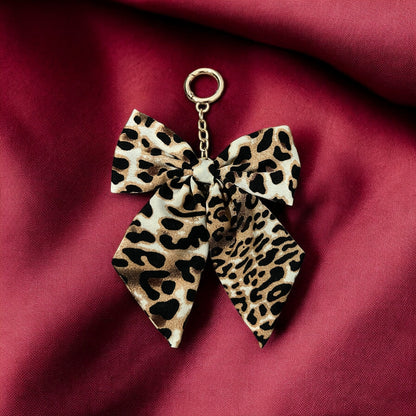 Cheetah Bow Clip On Keychain