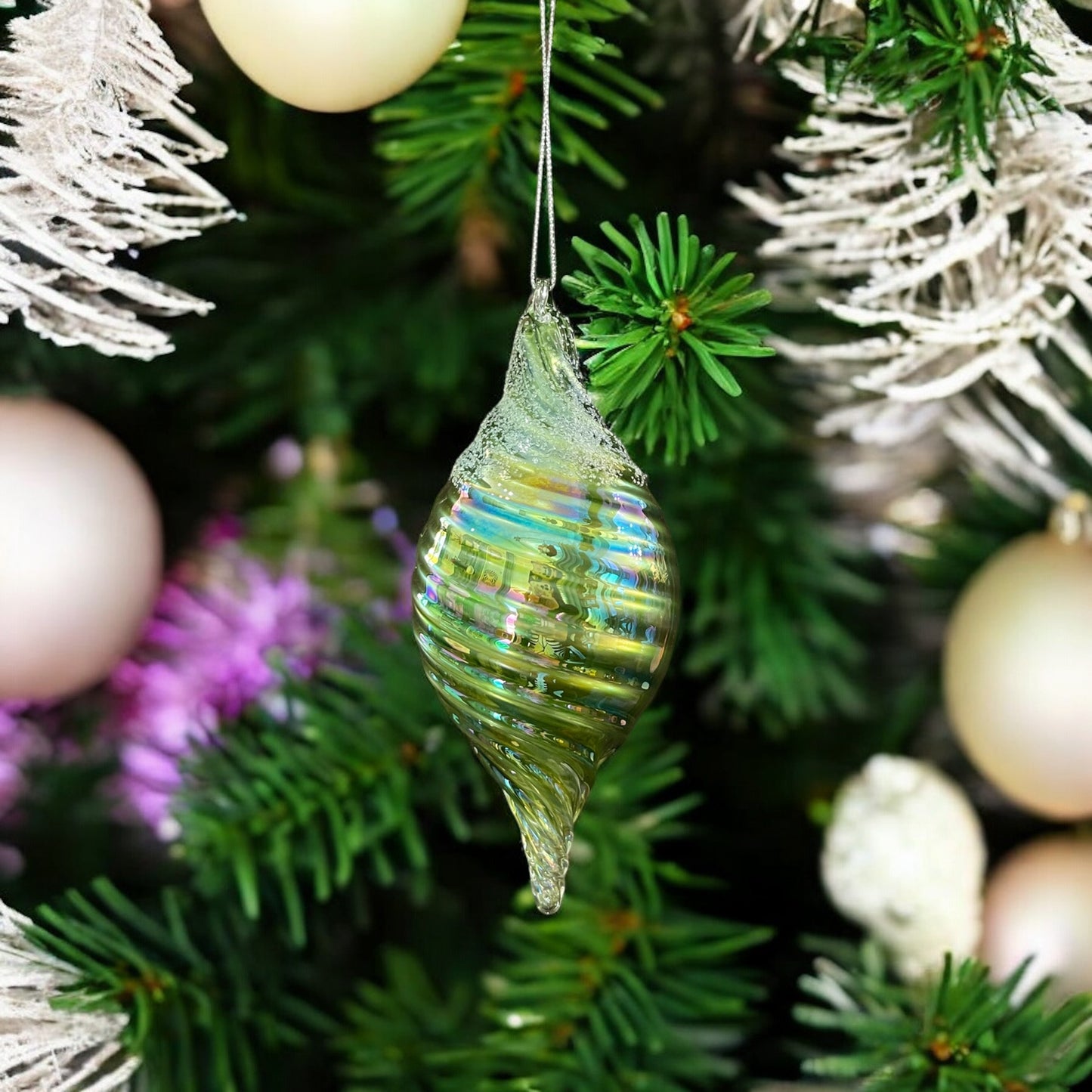 Pastel Olive Swirl Ornament