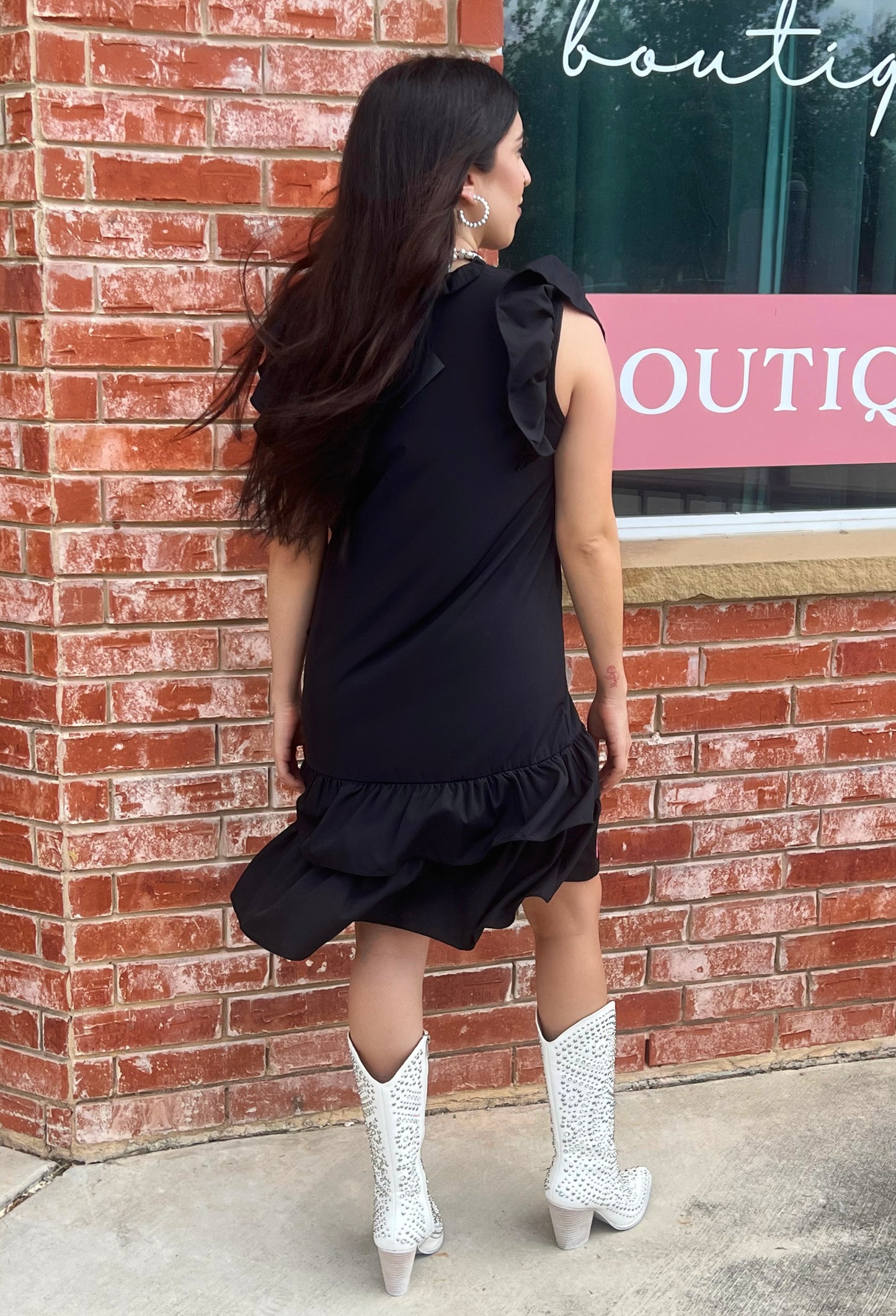 Cowgirl Black Ruffle Sequin Dress