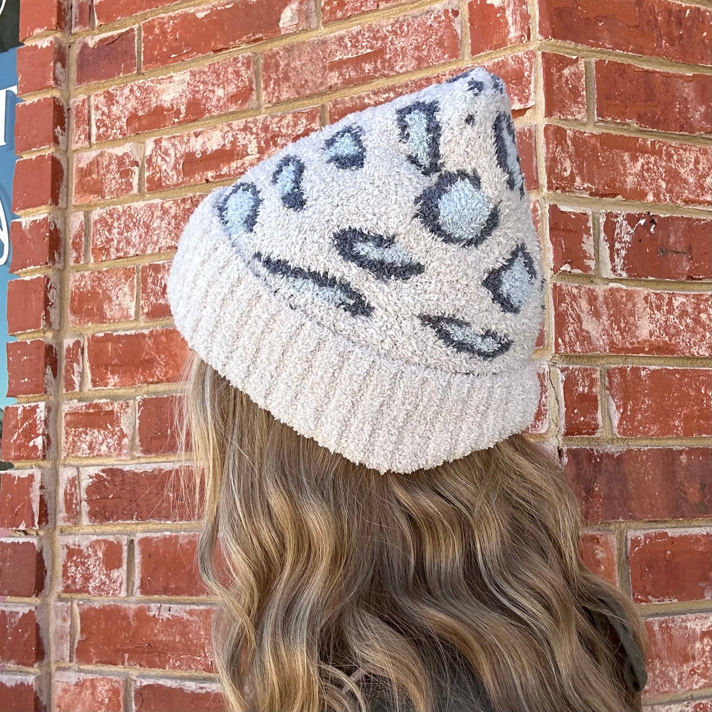 Blue Cheetah Print Beanie