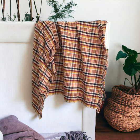 Happy Plaid Throw Blanket