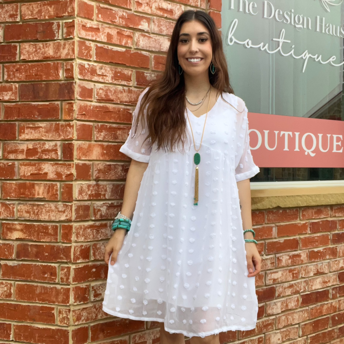 White Babydoll Short Sleeve Dress