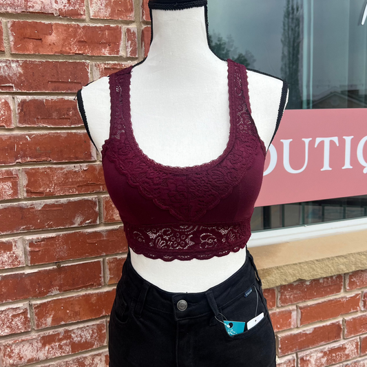 Lace Burgandy Bralette