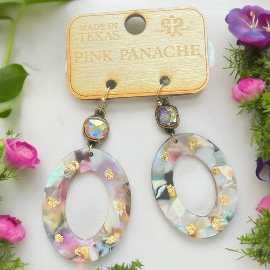 Multicolored Acrylic Oval Earrings