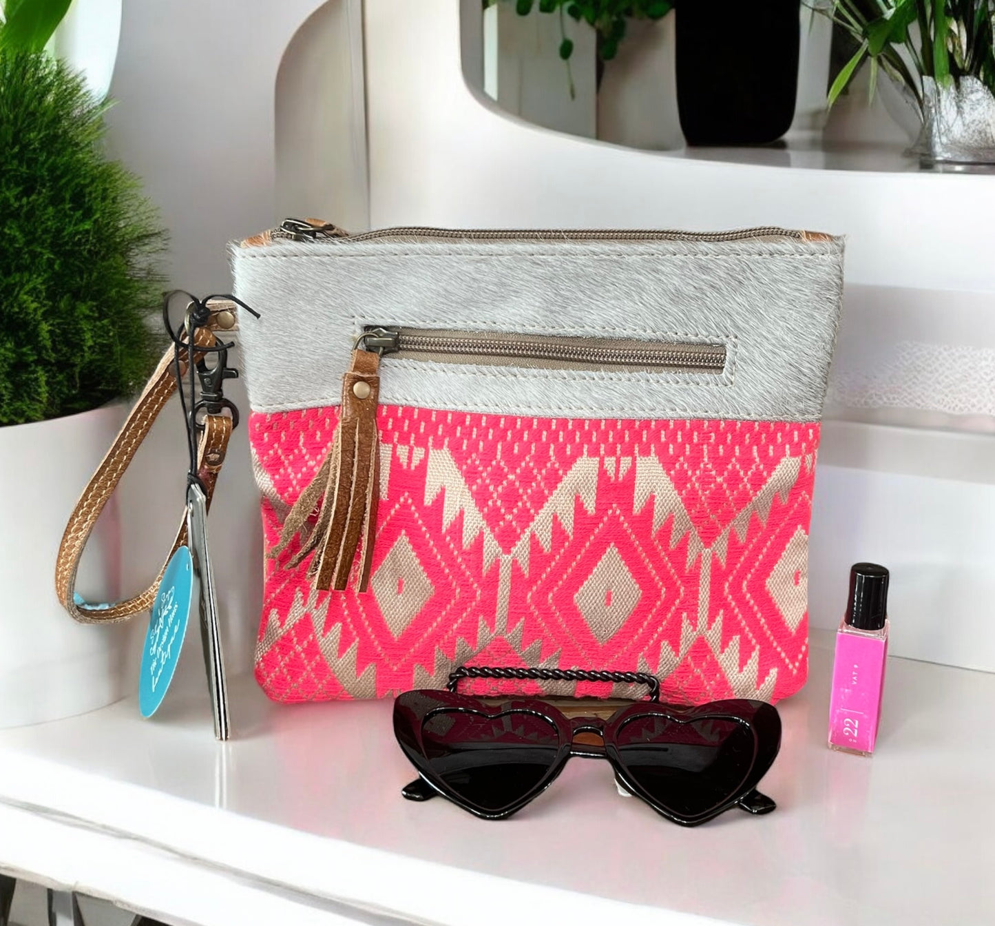 Myra Pink Aztec Wristlet