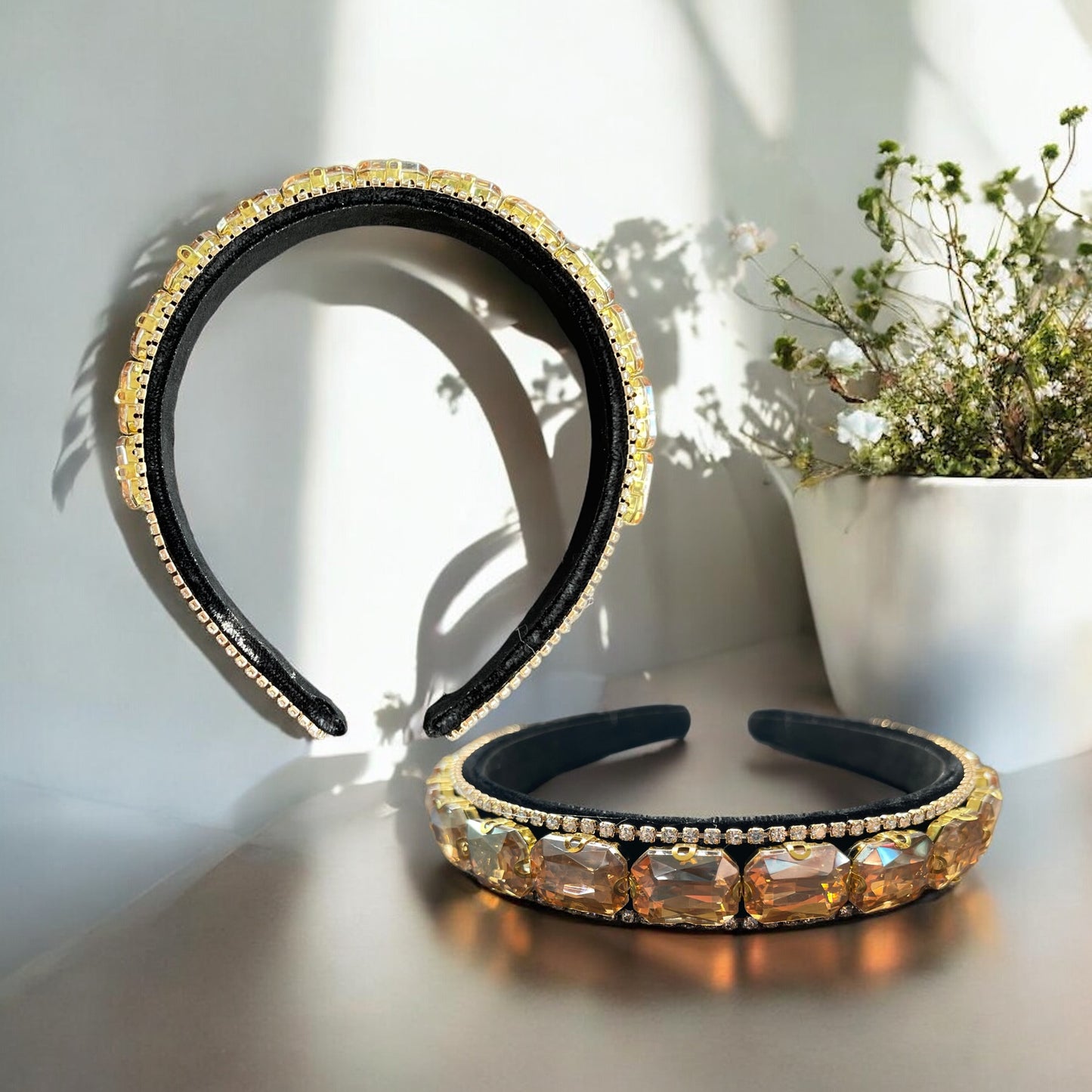 Black & Gold Jeweled Headband