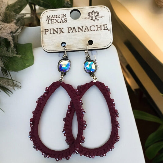 Pink Panache Maroon Beaded Earrings