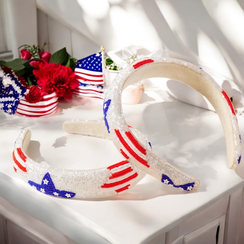 USA Beaded Star Headband