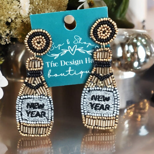 New Years Champagne Bottle Earrings