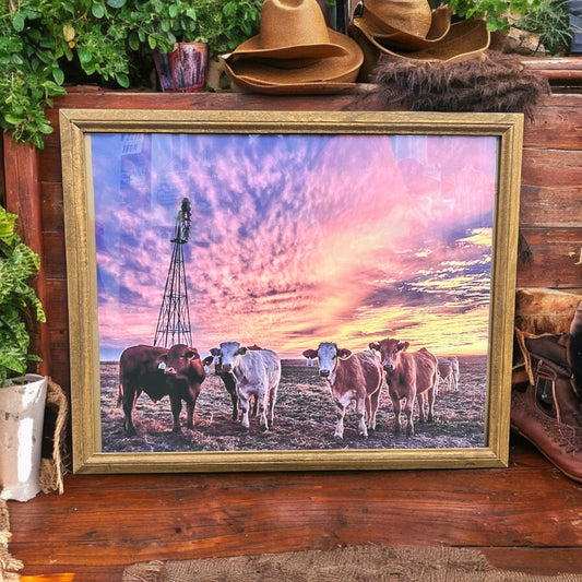 Cows & Sunset Wooden Picture Frame