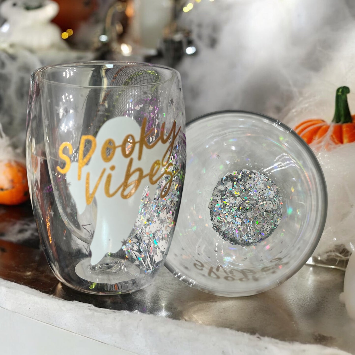 “Spooky Vibes” Confetti Glass