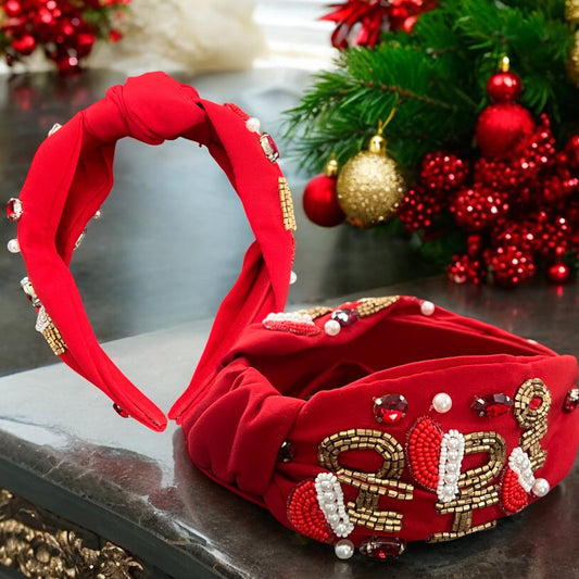 “HO, HO, HO” Beaded Headband