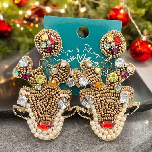 Beaded Reindeer Earrings