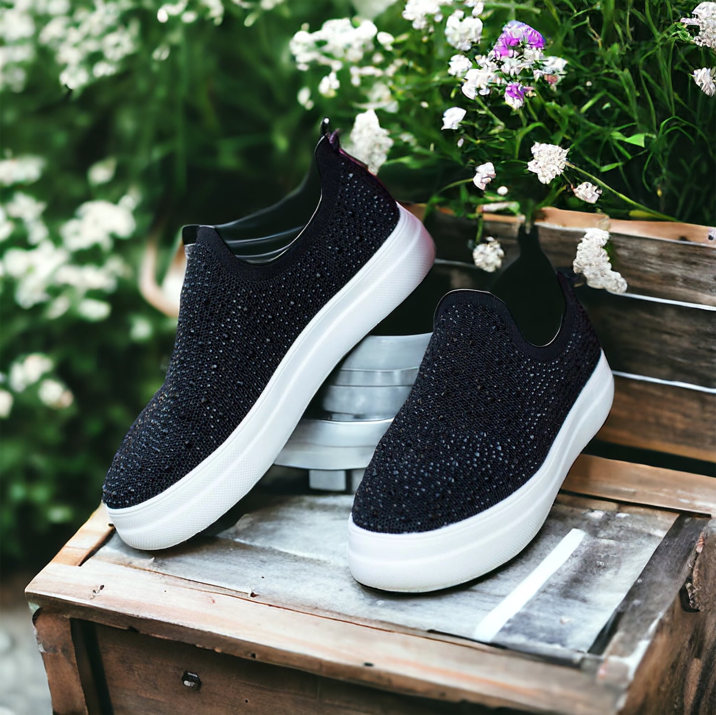 Black Crystal Slip-on shoe