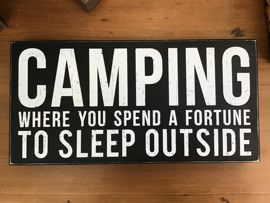 “Camping” wooden box sign