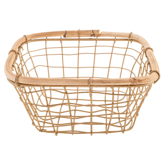 Metal & cane mini baskets (gold)