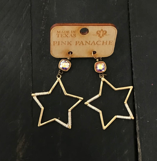 Gold and silver crystal star earrings
