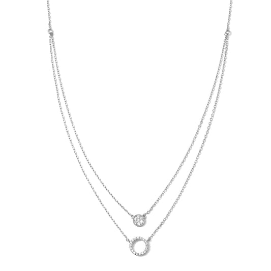 Splendid Iris Round Pave Double Appeal 16” Necklace