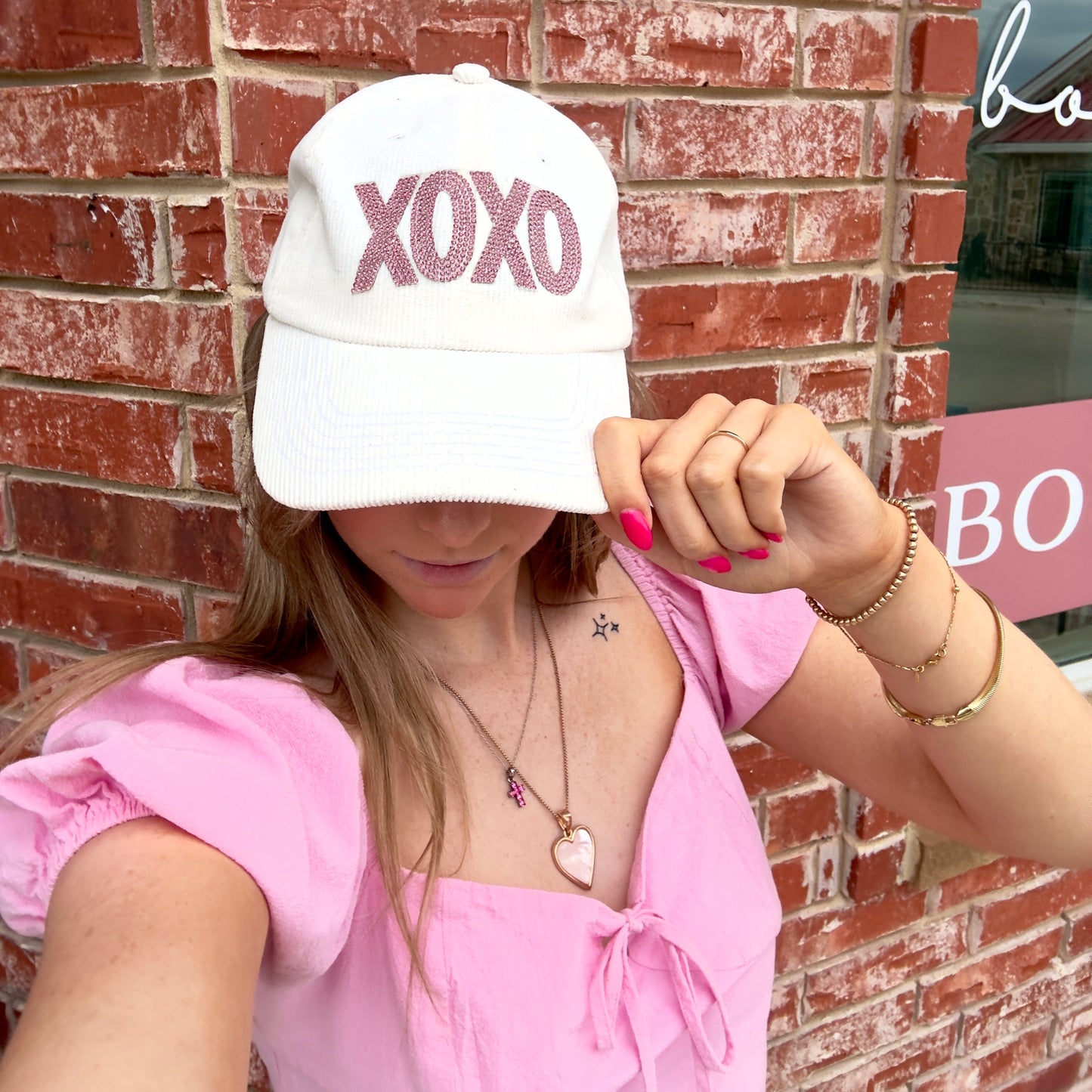 Corduroy “XOXO” Baseball Cap