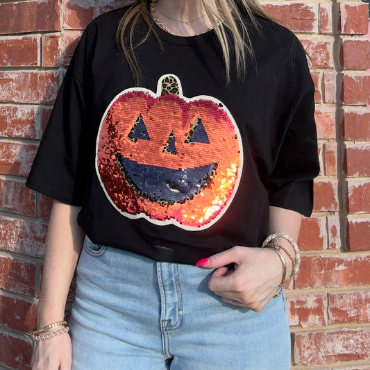 Sequin Pumpkin T-shirt